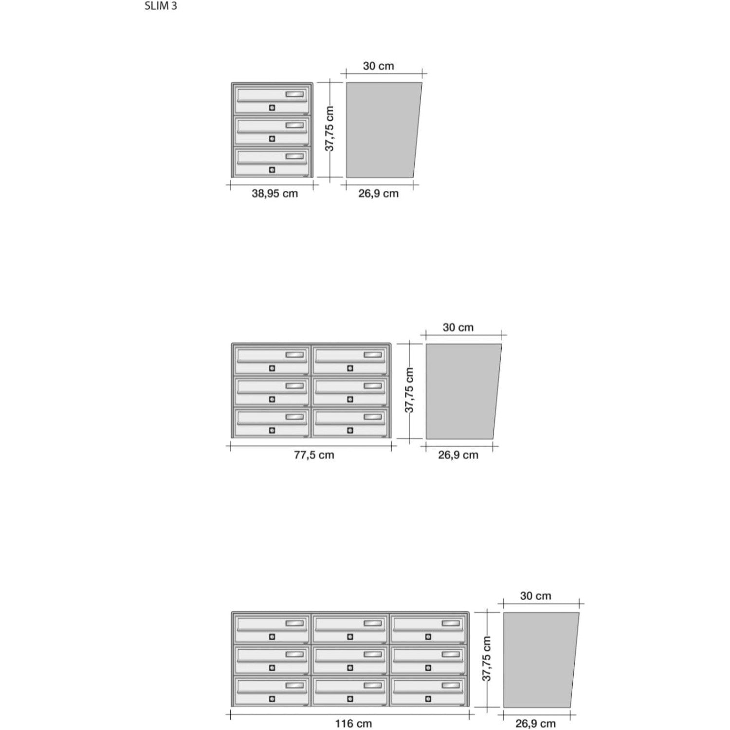 ALUBOX Cassette Postali Condominiali 6 Posti SLIM 37,8X77,5X30 Cm In Lamiera Zincata E Alluminio Cassetta Postale Da Esterno Condominiale Con Sistema Anti Prelievo COLORE: ARGENTO