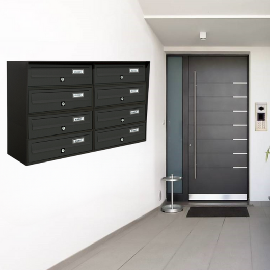 ALUBOX SLIM Cassette Postali Condominiali 8 Posti 50X77,5X30 Cm In Lamiera Zincata E Alluminio Cassetta Postale Da Esterno Condominiale Con Sistema Anti Prelievo