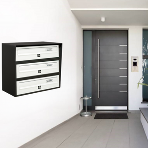 ALUBOX SLIM Cassette Postali Condominiali 3 Posti 37,8X39X30 Cm In Lamiera Zincata E Alluminio Cassetta Postale Da Esterno Condominiale Con Sistema Anti Prelievo