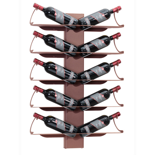 ALUBOX VIRGO Porta Vino Da Parete A Colonna 83,5X60X17,2 Cm Portabottiglie Da Parete In Alluminio Con 5 Mensole Doppie In Lamiera Zincata 34X13,2 Cm Porta Vini Capacità 5-10 Bottiglie COLORE: RUGGINE