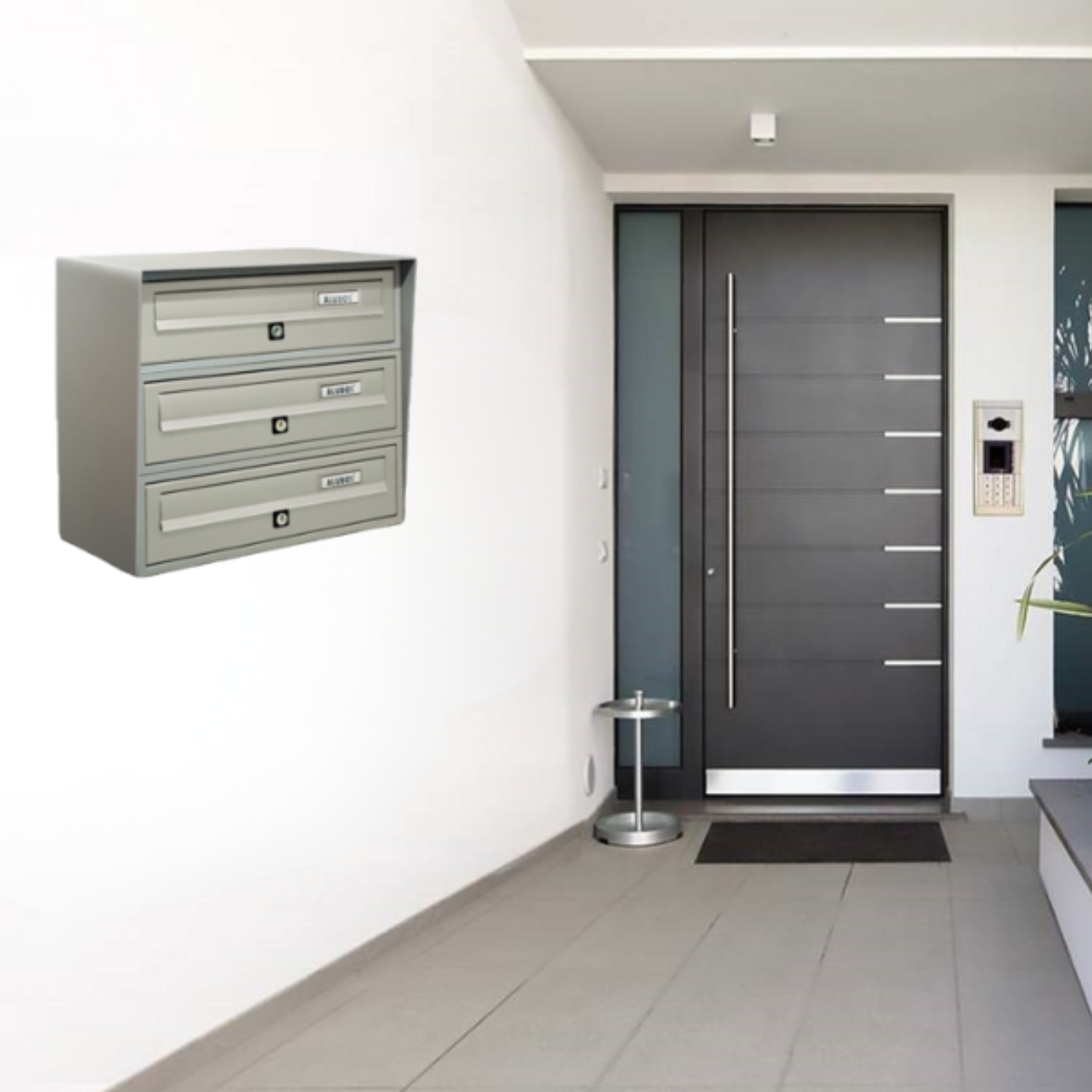 ALUBOX SLIM Cassette Postali Condominiali 3 Posti 37,8X39X30 Cm In Lamiera Zincata E Alluminio Cassetta Postale Da Esterno Condominiale Con Sistema Anti Prelievo