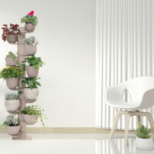 ALUBOX HYDRA Porta Piante Da Esterno E Interno A Colonna Autoportante 167X49X30 Cm Porta Vasi Da Interno E Esterno Con Telaio In Alluminio E 10 Mensole In Lamiera Zincata 15,2 Kg COLORE: SABBIA