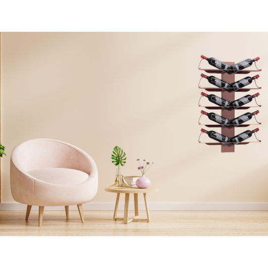 ALUBOX VIRGO Porta Vino Da Parete A Colonna 83,5X60X17,2 Cm Portabottiglie Da Parete In Alluminio Con 5 Mensole Doppie In Lamiera Zincata 34X13,2 Cm Porta Vini Capacità 5-10 Bottiglie COLORE: RUGGINE