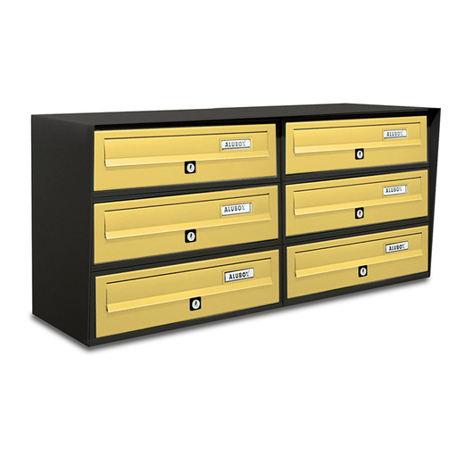 ALUBOX Cassette Postali Condominiali 6 Posti SLIM 37,8X77,5X30 Cm In Lamiera Zincata E Alluminio Cassetta Postale Da Esterno Condominiale Con Sistema Anti Prelievo COLORE: ANTRACITE BRONZO