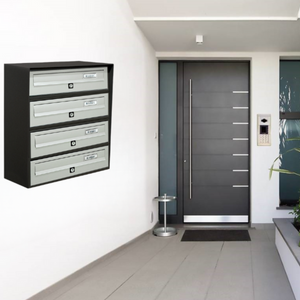 ALUBOX SLIM Cassette Postali Condominiali 4 Posti 50X39X30 Cm In Lamiera Zincata E Alluminio Cassetta Postale Da Esterno Condominiale Con Sistema Anti Prelievo COLORE: ANTRACITE ARGENTO
