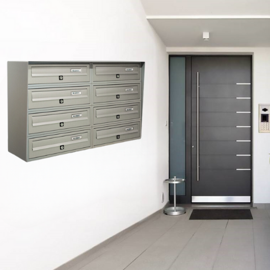 ALUBOX SLIM Cassette Postali Condominiali 8 Posti 50X77,5X30 Cm In Lamiera Zincata E Alluminio Cassetta Postale Da Esterno Condominiale Con Sistema Anti Prelievo