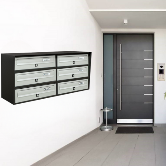 ALUBOX Cassette Postali Condominiali 6 Posti SLIM 37,8X77,5X30 Cm In Lamiera Zincata E Alluminio Cassetta Postale Da Esterno Condominiale Con Sistema Anti Prelievo COLORE: ANTRACITE ARGENTO