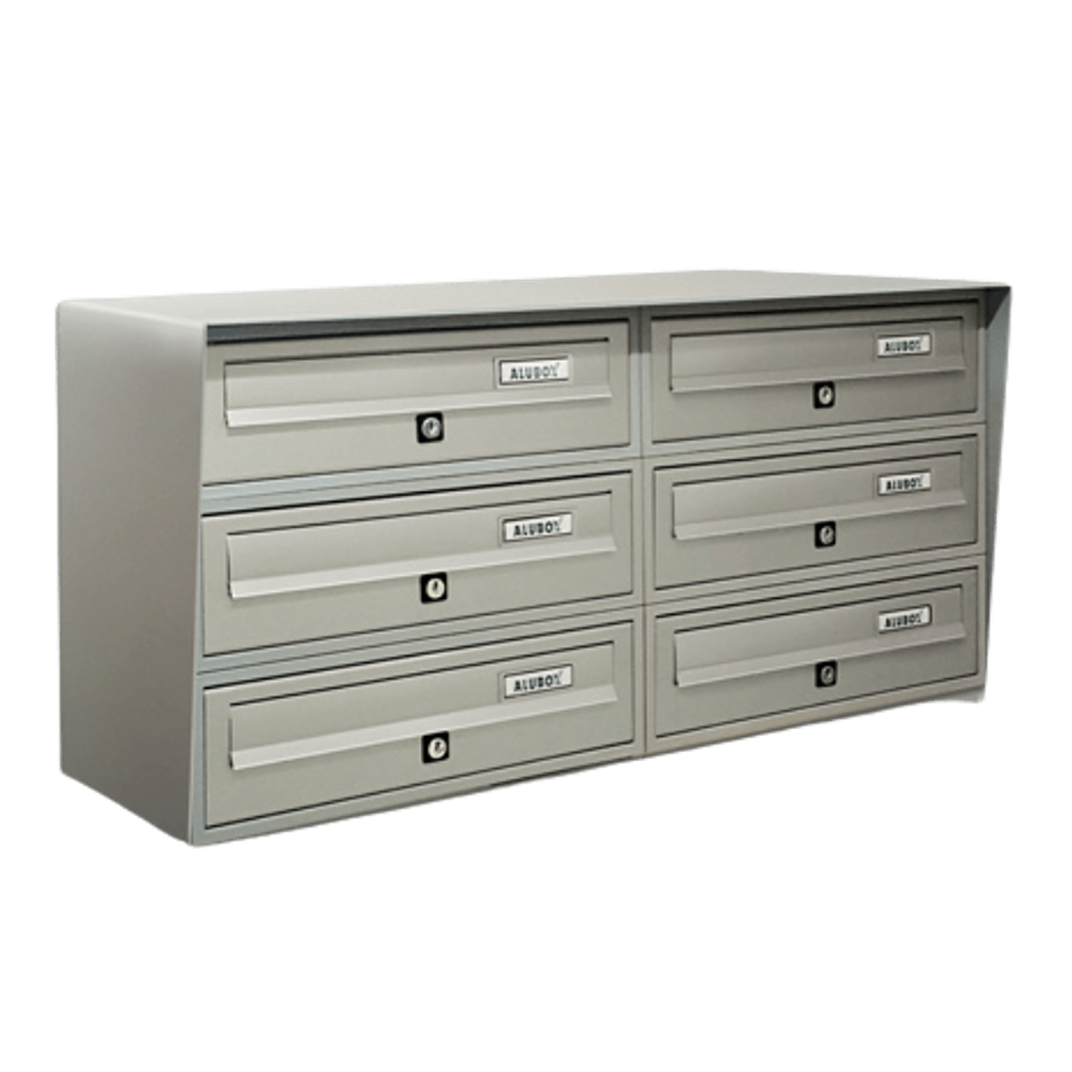 ALUBOX Cassette Postali Condominiali 6 Posti SLIM 37,8X77,5X30 Cm In Lamiera Zincata E Alluminio Cassetta Postale Da Esterno Condominiale Con Sistema Anti Prelievo COLORE: ARGENTO