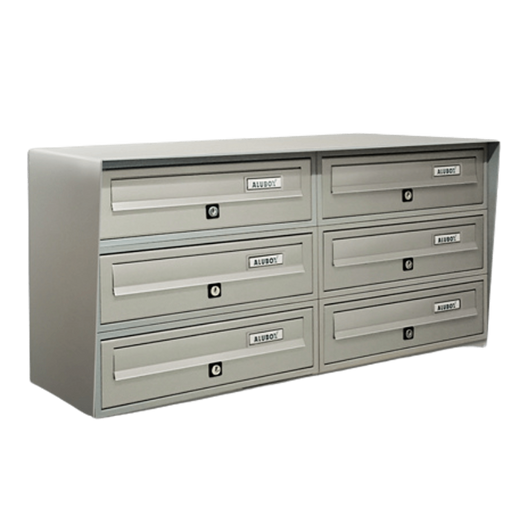 ALUBOX Cassette Postali Condominiali 6 Posti SLIM 37,8X77,5X30 Cm In Lamiera Zincata E Alluminio Cassetta Postale Da Esterno Condominiale Con Sistema Anti Prelievo COLORE: ARGENTO