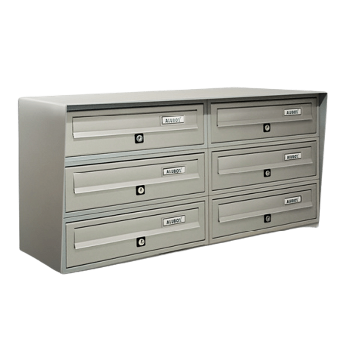 ALUBOX Cassette Postali Condominiali 6 Posti SLIM 37,8X77,5X30 Cm In Lamiera Zincata E Alluminio Cassetta Postale Da Esterno Condominiale Con Sistema Anti Prelievo COLORE: ARGENTO
