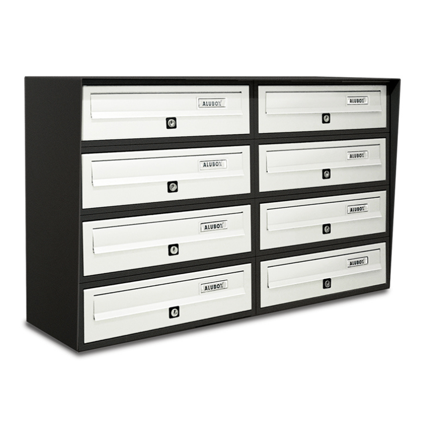 ALUBOX SLIM Cassette Postali Condominiali 8 Posti 50X77,5X30 Cm In Lamiera Zincata E Alluminio Cassetta Postale Da Esterno Condominiale Con Sistema Anti Prelievo