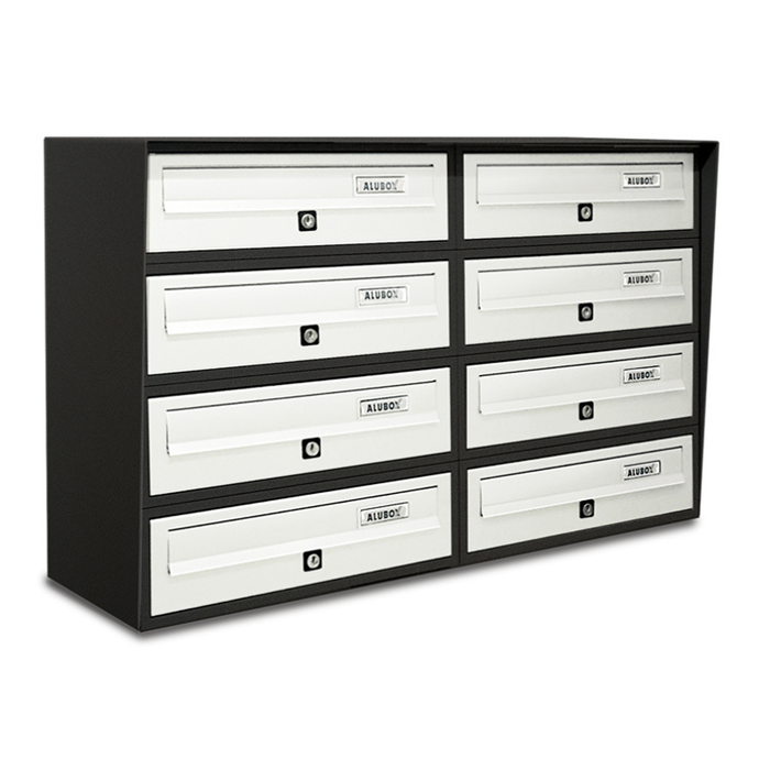 ALUBOX SLIM Cassette Postali Condominiali 8 Posti 50X77,5X30 Cm In Lamiera Zincata E Alluminio Cassetta Postale Da Esterno Condominiale Con Sistema Anti Prelievo