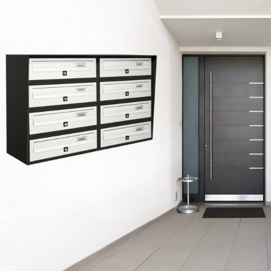 ALUBOX SLIM Cassette Postali Condominiali 8 Posti 50X77,5X30 Cm In Lamiera Zincata E Alluminio Cassetta Postale Da Esterno Condominiale Con Sistema Anti Prelievo
