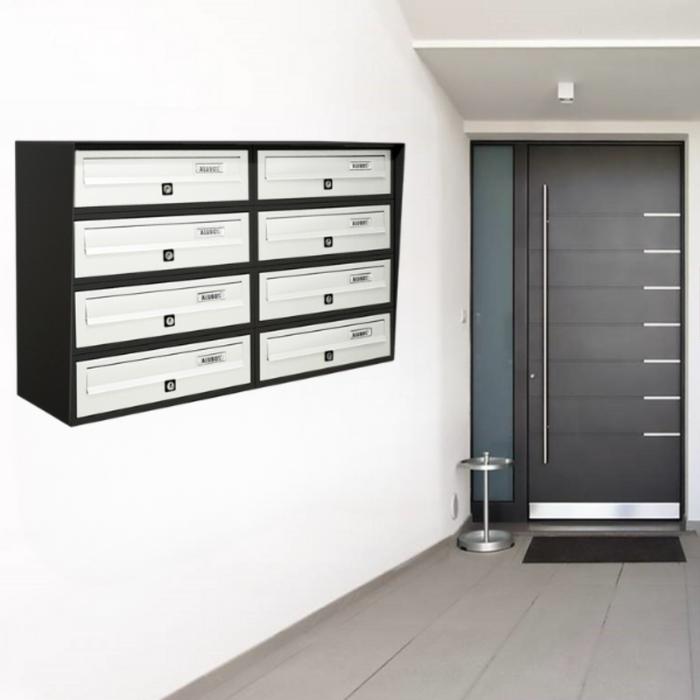 ALUBOX SLIM Cassette Postali Condominiali 8 Posti 50X77,5X30 Cm In Lamiera Zincata E Alluminio Cassetta Postale Da Esterno Condominiale Con Sistema Anti Prelievo