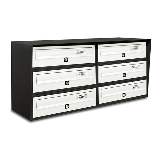 ALUBOX Cassette Postali Condominiali 6 Posti SLIM 37,8X77,5X30 Cm In Lamiera Zincata E Alluminio Cassetta Postale Da Esterno Condominiale Con Sistema Anti Prelievo COLORE: ANTRACITE BIANCO