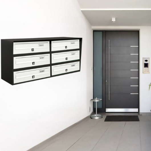 ALUBOX Cassette Postali Condominiali 6 Posti SLIM 37,8X77,5X30 Cm In Lamiera Zincata E Alluminio Cassetta Postale Da Esterno Condominiale Con Sistema Anti Prelievo COLORE: ANTRACITE BIANCO