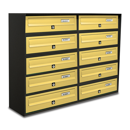 ALUBOX SLIM Cassette Postali Condominiali 10 Posti 63X77,5X30 Cm In Lamiera Zincata E Alluminio Cassetta Postale Da Esterno Condominiale Con Sistema Anti Prelievo