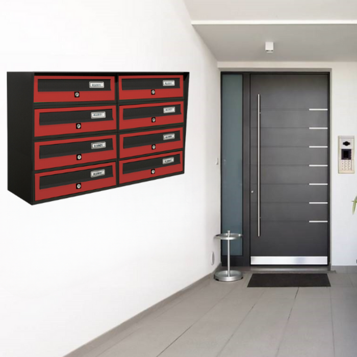 ALUBOX SLIM Cassette Postali Condominiali 8 Posti 50X77,5X30 Cm In Lamiera Zincata E Alluminio Cassetta Postale Da Esterno Condominiale Con Sistema Anti Prelievo