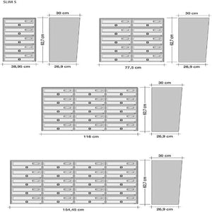 ALUBOX SLIM Cassette Postali Condominiali 10 Posti 63X77,5X30 Cm In Lamiera Zincata E Alluminio Cassetta Postale Da Esterno Condominiale Con Sistema Anti Prelievo