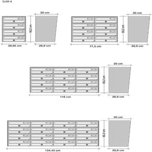 ALUBOX SLIM Cassette Postali Condominiali 12 Posti 50X116X30 Cm In Lamiera Zincata E Alluminio Cassetta Postale Da Esterno Condominiale Con Sistema Anti Prelievo