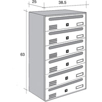 ALUBOX CUBO Cassette Postali Condominiali 6 Posti  63X38,5X25 Cm In Lamiera Zincata Cassetta Postale Condominiale Orizzontale Da Esterno E Interno Protetto COLORE: ANTRACITE E SPORTELLI SABBIA