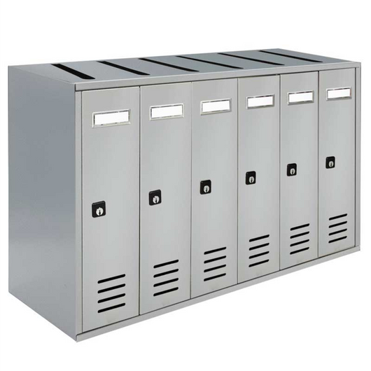 ALUBOX CUBO Cassette Postali Condominiali 6 Posti CUBO 38,5X63X25 Cm In Lamiera Zincata Cassetta Postale Condominiale Verticale Da Esterno E Interno Protetto COLORE: ARGENTO RAL 9006