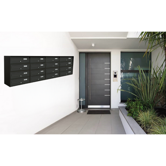 ALUBOX SLIM Cassette Postali Condominiali 16 Posti 50X154,5X30 Cm In Lamiera Zincata E Alluminio Cassetta Postale Da Esterno Condominiale Sistema Anti Prelievo Resistente All'Acqua