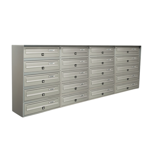 ALUBOX SLIM Cassette Postali Condominiali 20 Posti 63X154,5X30 Cm In Lamiera Zincata E Alluminio Cassetta Postale Da Esterno Condominiale Sistema Anti Prelievo Resistente All'Acqua