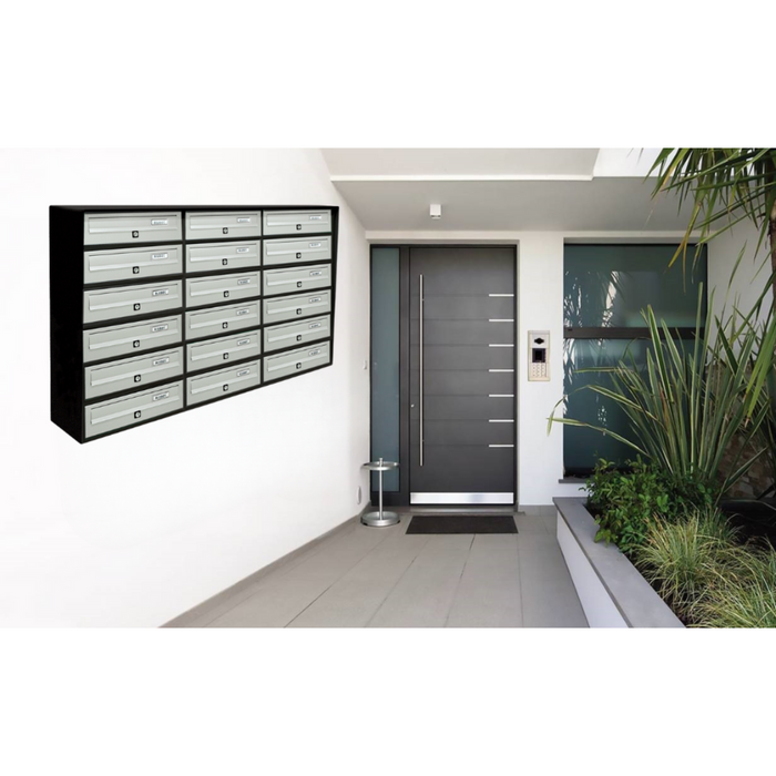 ALUBOX SLIM Cassette Postali Condominiali 18 Posti 75X116X30 Cm In Lamiera Zincata E Alluminio Cassetta Postale Da Esterno Condominiale Sistema Anti Prelievo Resistente All'Acqua