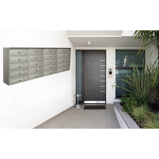 ALUBOX SLIM Cassette Postali Condominiali 20 Posti 63X154,5X30 Cm In Lamiera Zincata E Alluminio Cassetta Postale Da Esterno Condominiale Sistema Anti Prelievo Resistente All'Acqua
