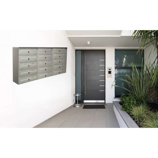 ALUBOX SLIM Cassette Postali Condominiali 15 Posti 62,8X116X30 Cm In Lamiera Zincata E Alluminio Cassetta Postale Da Esterno Condominiale Sistema Anti Prelievo Resistente All'Acqua