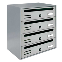 ALUBOX CUBO Cassette Postali Condominiali 4 Posti 43X38,5X25 Cm In Lamiera Zincata Cassetta Postale Condominiale Orizzontale Da Interno Ed Esterno Protetto COLORE: ARGENTO RAL 9006
