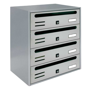 ALUBOX CUBO Cassette Postali Condominiali 4 Posti 43X38,5X25 Cm In Lamiera Zincata Cassetta Postale Condominiale Orizzontale Da Interno Ed Esterno Protetto COLORE: ARGENTO RAL 9006
