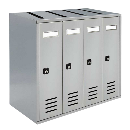 ALUBOX CUBO Cassette Postali Condominiali 4 Posti 38,5X43X25 Cm In Lamiera Zincata Cassetta Postale Condominiale Verticale Da Interno Ed Esterno Protetto COLORE: ARGENTO RAL 9006