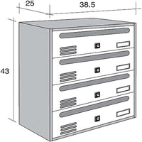 ALUBOX CUBO Cassette Postali Condominiali 4 Posti 43X38,5X25 Cm In Lamiera Zincata Cassetta Postale Condominiale Orizzontale Da Interno Ed Esterno Protetto COLORE: ANTRACITE E SPORTELLI SABBIA