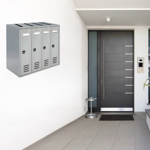 ALUBOX CUBO Cassette Postali Condominiali 4 Posti 38,5X43X25 Cm In Lamiera Zincata Cassetta Postale Condominiale Verticale Da Interno Ed Esterno Protetto COLORE: ARGENTO RAL 9006