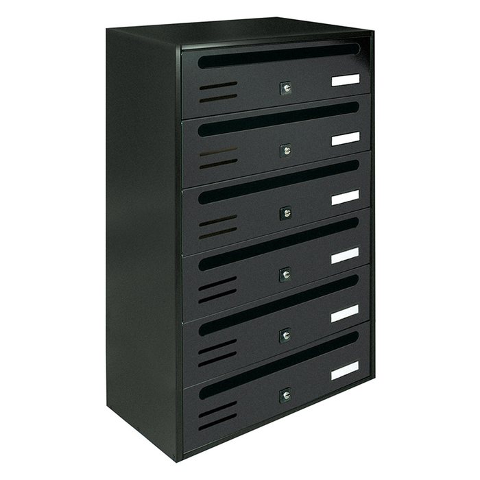 ALUBOX CUBO Cassette Postali Condominiali 6 Posti  63X38,5X25 Cm In Lamiera Zincata Cassetta Postale Condominiale Orizzontale Da Esterno E Interno Protetto COLORE: ANTRACITE
