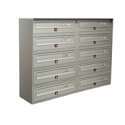 ALUBOX SLIM Cassette Postali Condominiali 10 Posti 63X77,5X30 Cm In Lamiera Zincata E Alluminio Cassetta Postale Da Esterno Condominiale Con Sistema Anti Prelievo