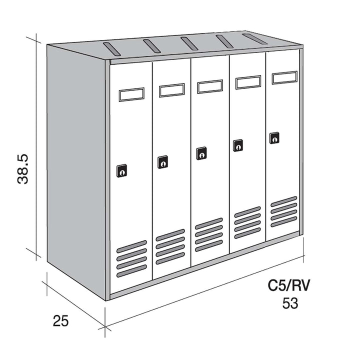 ALUBOX CUBO Cassette Postali Condominiali 5 Posti 38,5X53X25 Cm In Lamiera Zincata Cassetta Postale Condominiale Verticale Da Esterno E Interno Protetto COLORE: ANTRACITE E SPORTELLI INOX SPECCHIATO
