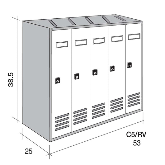 ALUBOX CUBO Cassette Postali Condominiali 5 Posti 38,5X53X25 Cm In Lamiera Zincata Cassetta Postale Condominiale Verticale Da Esterno E Interno Protetto COLORE: ANTRACITE E SPORTELLI BRONZO ANTICO