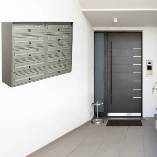 ALUBOX SLIM Cassette Postali Condominiali 10 Posti 63X77,5X30 Cm In Lamiera Zincata E Alluminio Cassetta Postale Da Esterno Condominiale Con Sistema Anti Prelievo