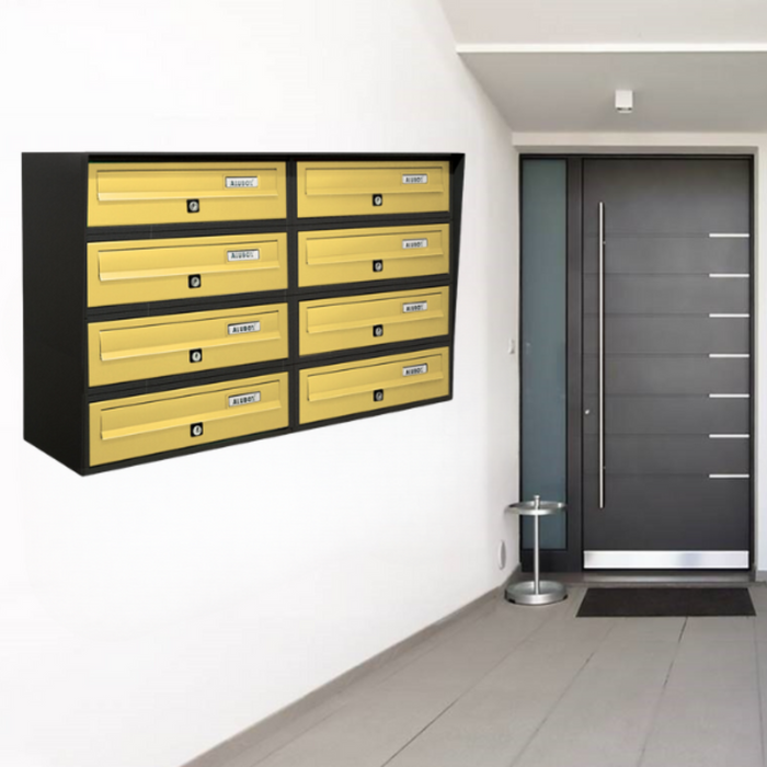 ALUBOX SLIM Cassette Postali Condominiali 8 Posti 50X77,5X30 Cm In Lamiera Zincata E Alluminio Cassetta Postale Da Esterno Condominiale Con Sistema Anti Prelievo