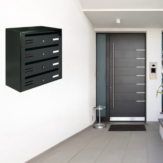 ALUBOX CUBO Cassette Postali Condominiali 4 Posti 43X38,5X25 Cm In Lamiera Zincata Cassetta Postale Condominiale Orizzontale Da Interno Ed Esterno Protetto COLORE: ANTRACITE