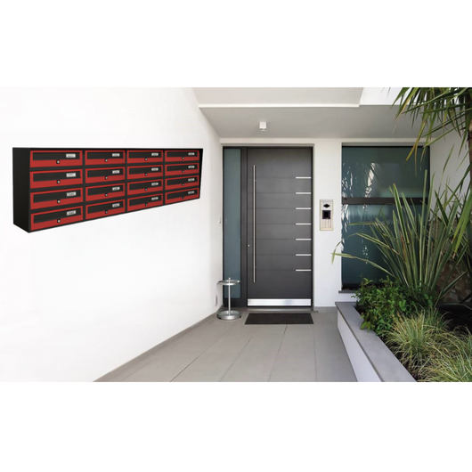 ALUBOX SLIM Cassette Postali Condominiali 16 Posti 50X154,5X30 Cm In Lamiera Zincata E Alluminio Cassetta Postale Da Esterno Condominiale Sistema Anti Prelievo Resistente All'Acqua