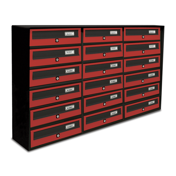 ALUBOX SLIM Cassette Postali Condominiali 18 Posti 75X116X30 Cm In Lamiera Zincata E Alluminio Cassetta Postale Da Esterno Condominiale Sistema Anti Prelievo Resistente All'Acqua