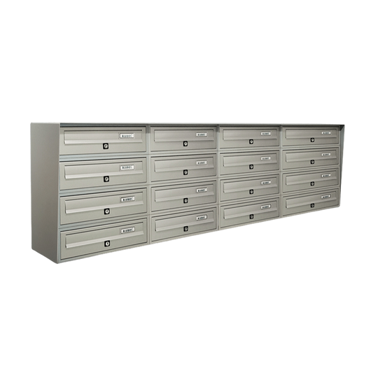 ALUBOX SLIM Cassette Postali Condominiali 16 Posti 50X154,5X30 Cm In Lamiera Zincata E Alluminio Cassetta Postale Da Esterno Condominiale Sistema Anti Prelievo Resistente All'Acqua