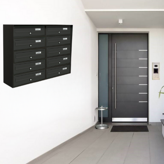 ALUBOX SLIM Cassette Postali Condominiali 10 Posti 63X77,5X30 Cm In Lamiera Zincata E Alluminio Cassetta Postale Da Esterno Condominiale Con Sistema Anti Prelievo