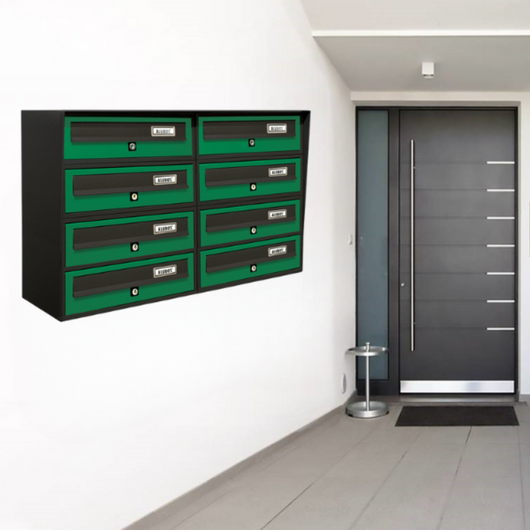ALUBOX SLIM Cassette Postali Condominiali 8 Posti 50X77,5X30 Cm In Lamiera Zincata E Alluminio Cassetta Postale Da Esterno Condominiale Con Sistema Anti Prelievo