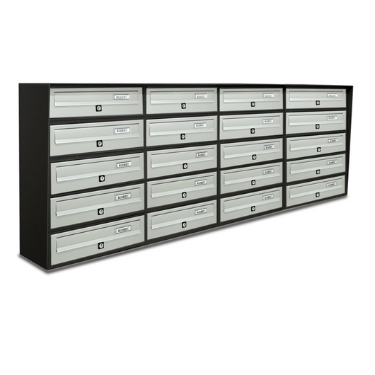 ALUBOX SLIM Cassette Postali Condominiali 20 Posti 63X154,5X30 Cm In Lamiera Zincata E Alluminio Cassetta Postale Da Esterno Condominiale Sistema Anti Prelievo Resistente All'Acqua
