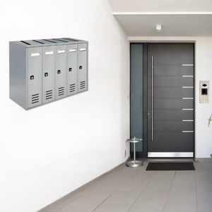 ALUBOX CUBO Cassette Postali Condominiali 5 Posti 38,5X53X25 Cm In Lamiera Zincata Cassetta Postale Condominiale Verticale Da Esterno E Interno Protetto COLORE: ARGENTO RAL 9006